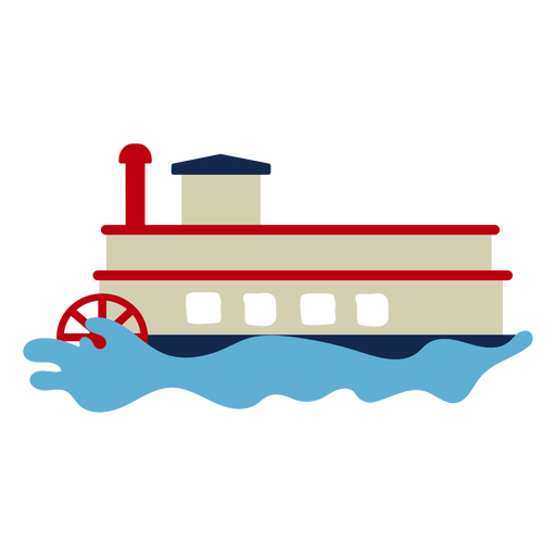 Transporte en barco con actividad acuática lateral en barco de vapor Diseño PNG