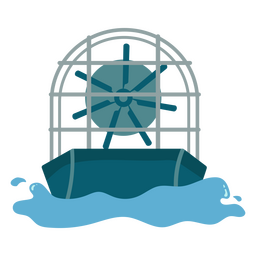 Lanzamiento de transporte en barco de agua frontal Diseño PNG