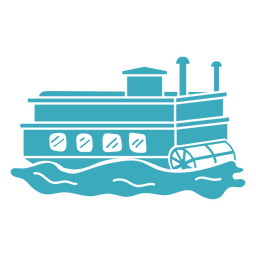 Simple paddle steamer side boat transport PNG Design Transparent PNG