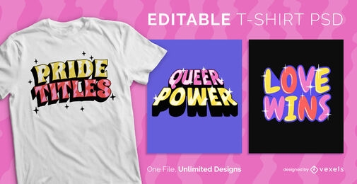 Pride-Schriftzug glitzerndes skalierbares PSD-T-Shirt-Design