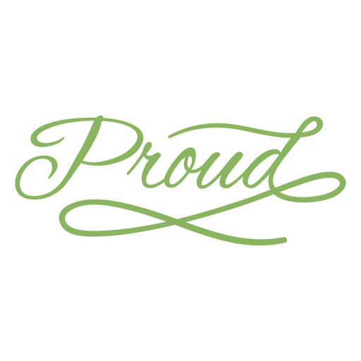 Proud word green lettering PNG Design