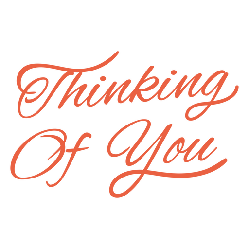 Thinking of you red word lettering