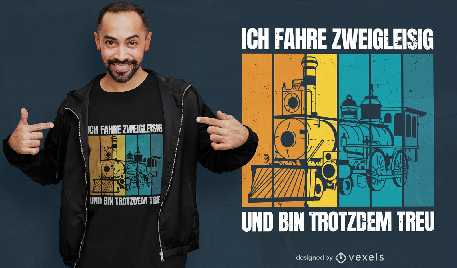 Design de camiseta alem? de locomotiva