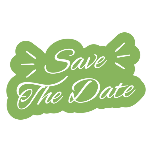 Save the date green lettering