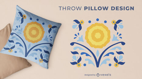 Diseño de almohada de tiro de naturaleza de girasol