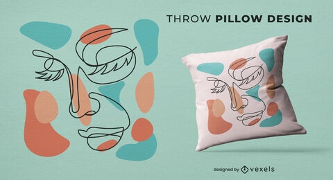 Human face abstract throw pillow design