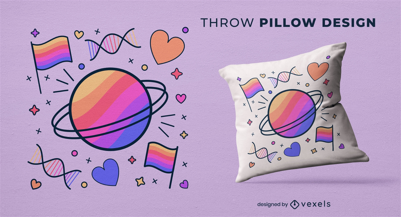Lgbt pride elements throw pillow design