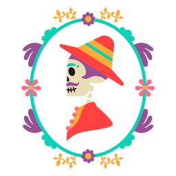 Retrato de esqueleto mexicano otomí Diseño PNG
