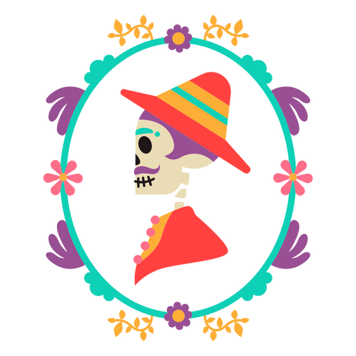 Retrato de esqueleto mexicano otomí Diseño PNG