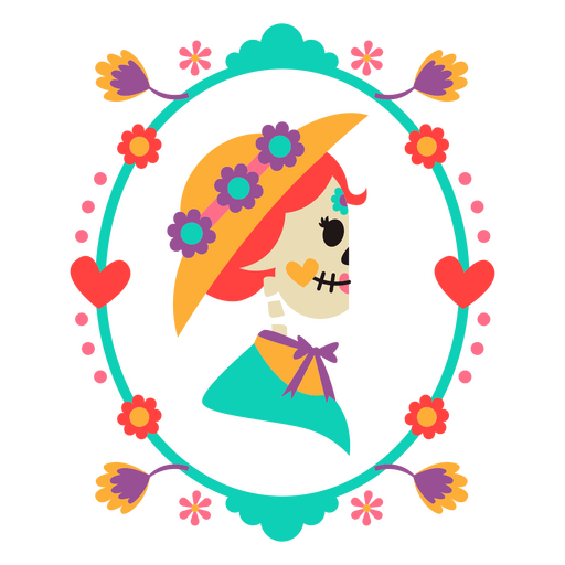 Retrato de mujer esqueleto mexicano otomí Diseño PNG