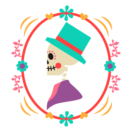 Otomi Mexican Skeleton Profile PNG Design