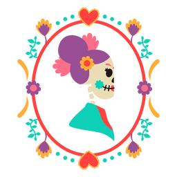 Perfil de esqueleto da mulher mexicana Otomi Transparent PNG