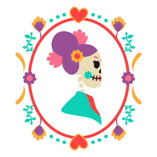 Otomi Mexican Woman Skeleton Profile PNG Design