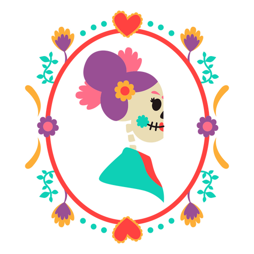 Perfil de esqueleto de mujer mexicana otomí Diseño PNG