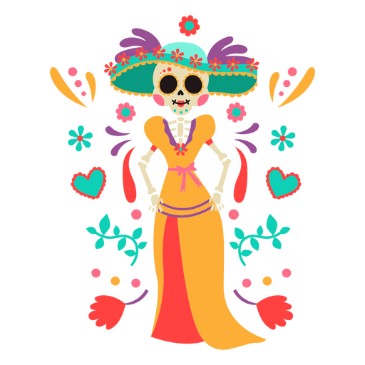 Otomi Mexican Catrina Dancing PNG Design