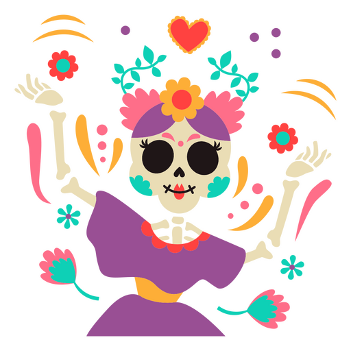 Otomi Mexican Skeleton Dancing PNG Design