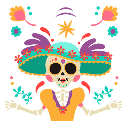 Otomi Mexican Catrina Skeleton  PNG Design