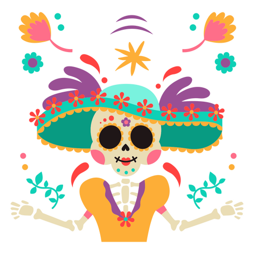 Otomi Mexican Catrina Skeleton  PNG Design