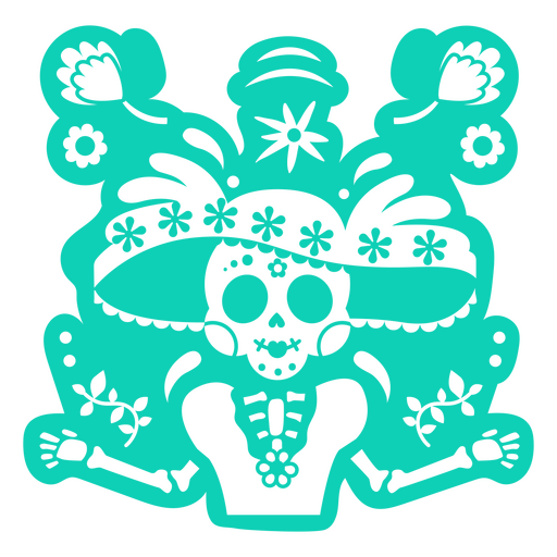 Mexican Otomi Catrina Dancing PNG Design