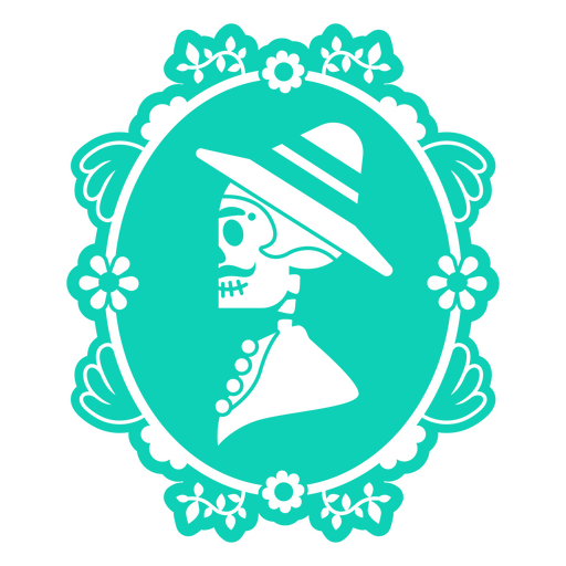 Hombre esqueleto floral mexicano con sombrero Diseño PNG