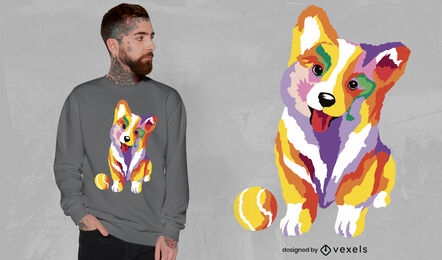 Diseño lindo de la camiseta del perro del corgi del bebé
