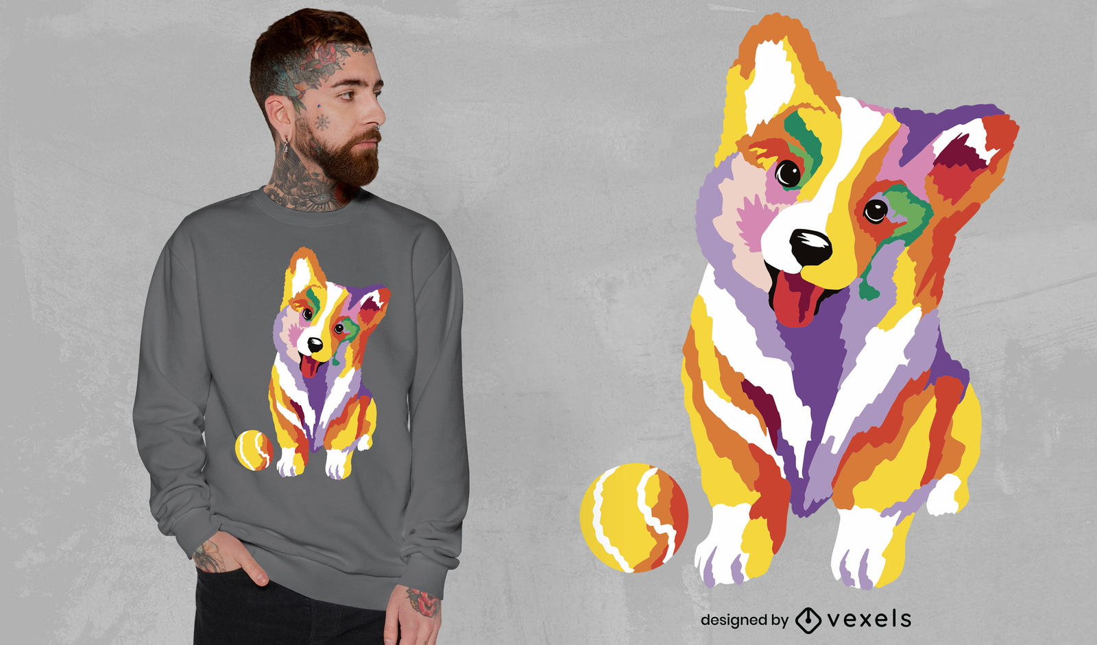 Design de t-shirt de cão fofo bebê corgi