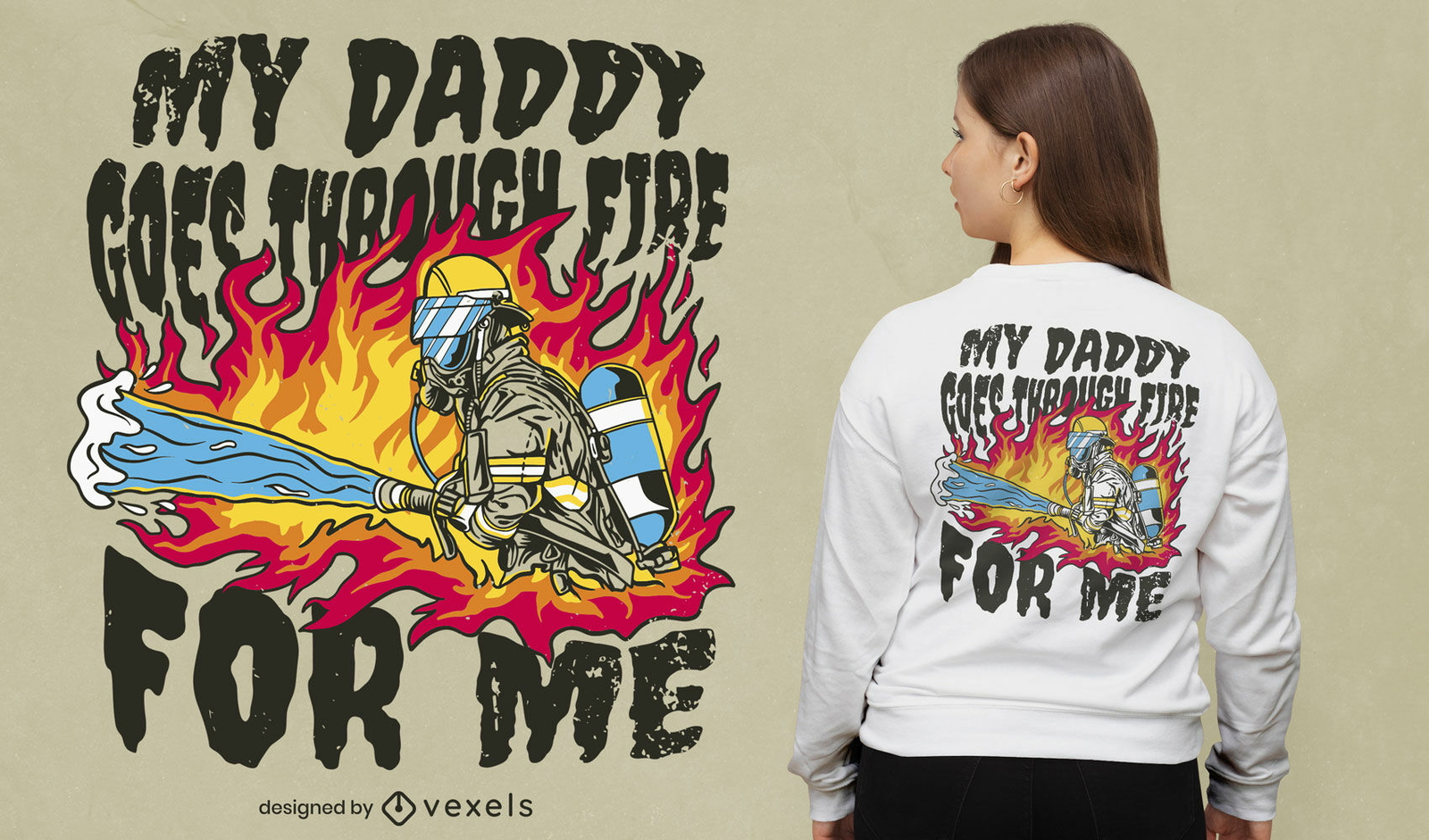 Diseño de camiseta de papá bombero fresco