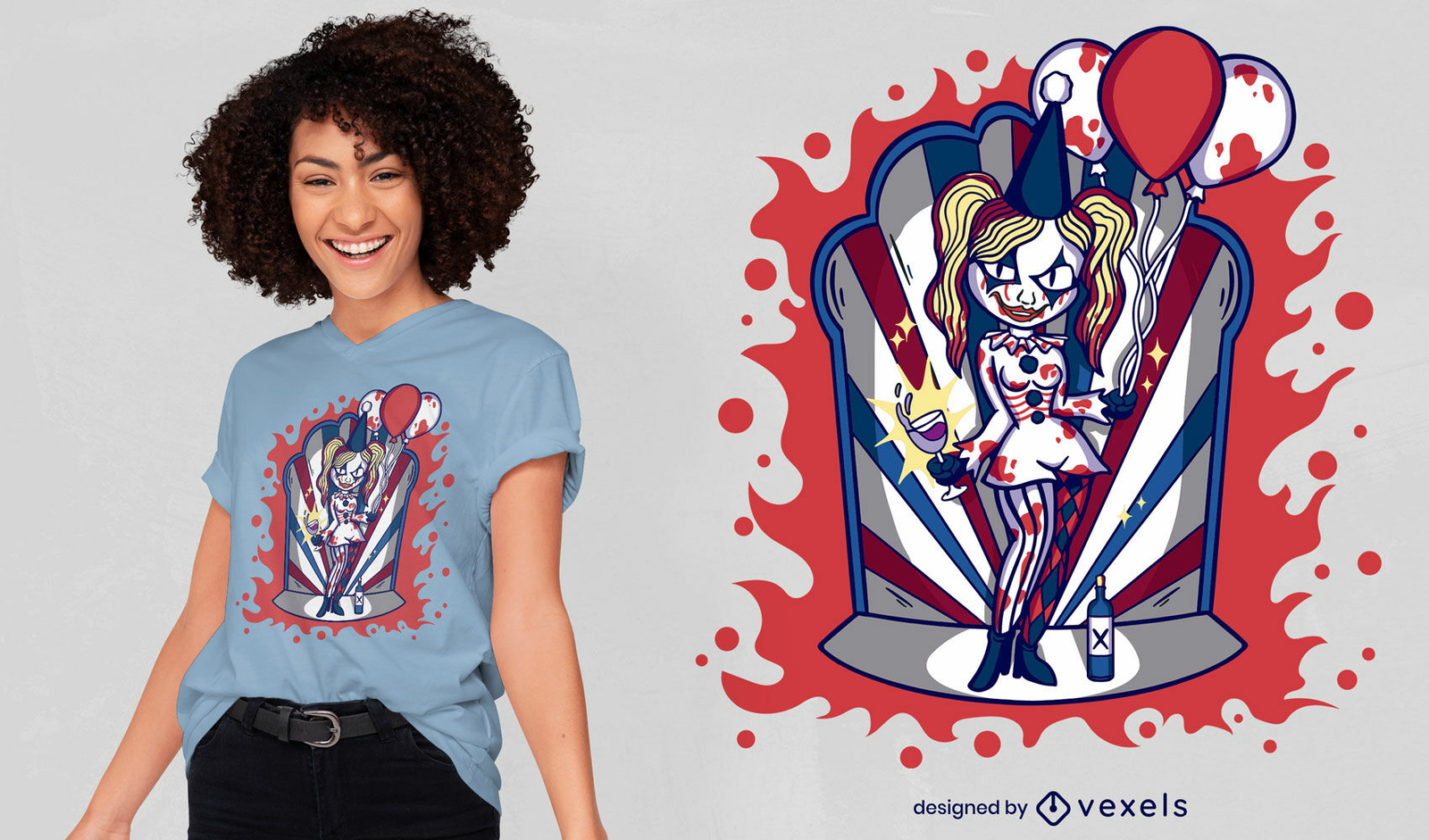 Halloween Mädchen Clown T-Shirt Design