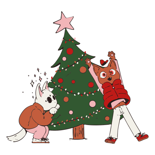 personagens de animais de árvore de natal Desenho PNG