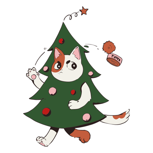 personagem de gato de árvore de natal Desenho PNG