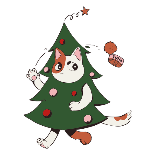 Personaje de gato de ?rbol de Navidad Diseño PNG