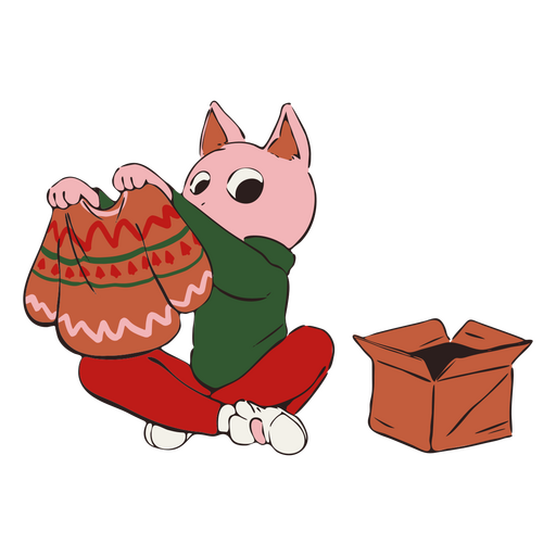 Suéter navideño personaje animal. Diseño PNG