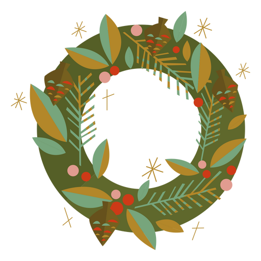 Wreath flat christmas elements PNG Design