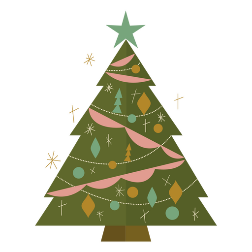 Árbol de navidad plano hermoso Diseño PNG