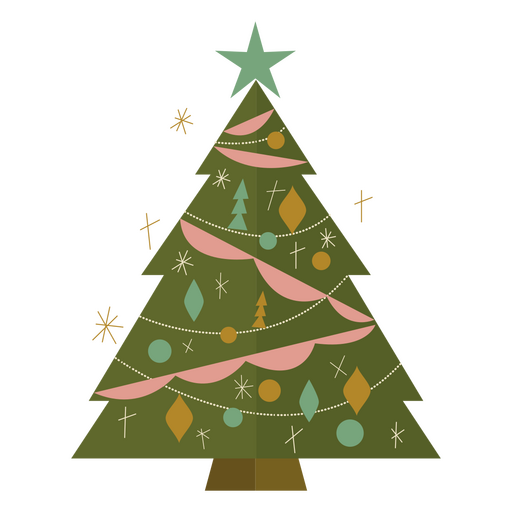 Christmas flat beautiful tree PNG Design