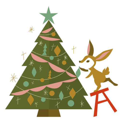 coelho plano de árvore de natal Desenho PNG