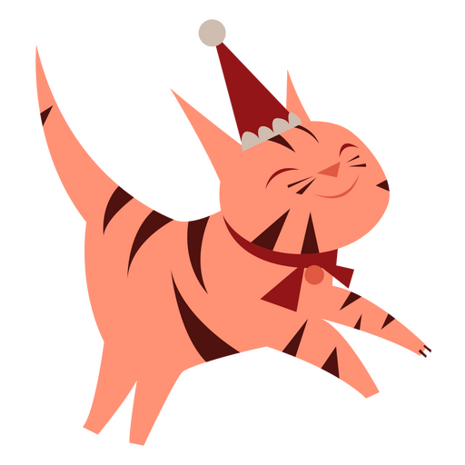 Gato navideño plano Diseño PNG