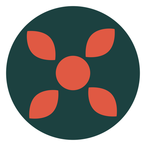 Círculo verde con una flor naranja en el centro Diseño PNG