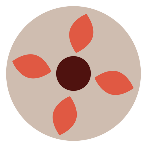 Circle with a red flower in the middle PNG Design