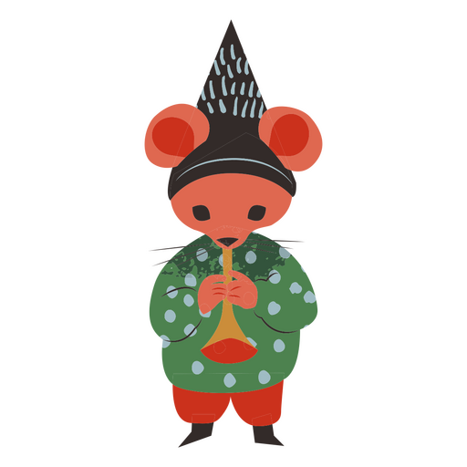 Rato de Natal com trompete Desenho PNG