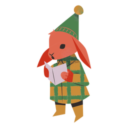 Christmas Bunny Caroling PNG Design