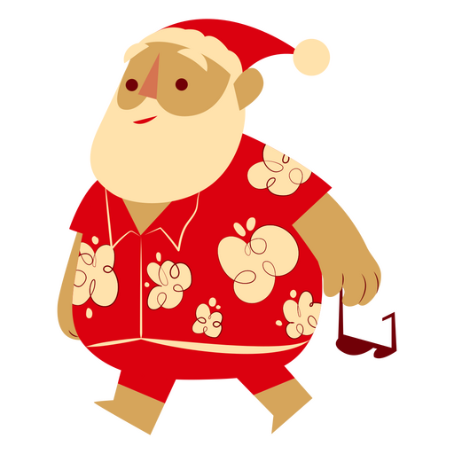 Tropischer Weihnachtsmann mit Sonnenbrille PNG-Design