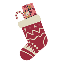 Weihnachtsstrumpf mit Zuckerstange PNG-Design