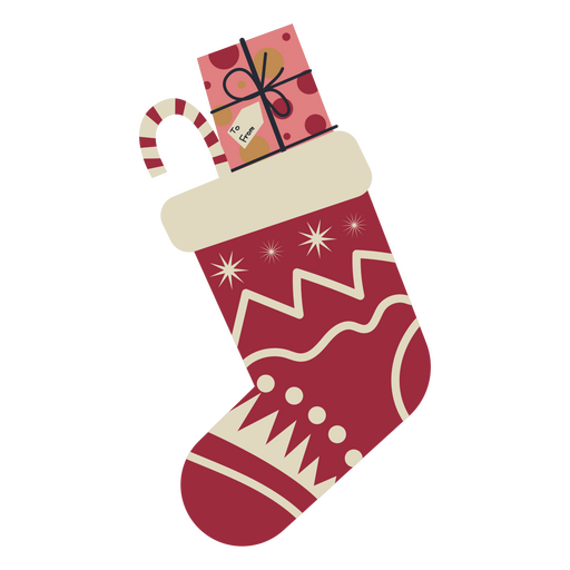 Christmas Stocking with Candy Cane PNG Design
