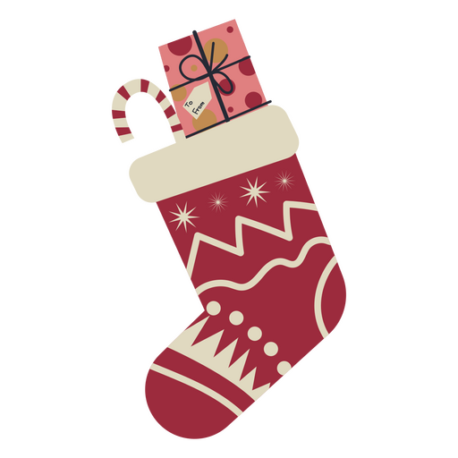 Meia de Natal com bastão de doces Desenho PNG