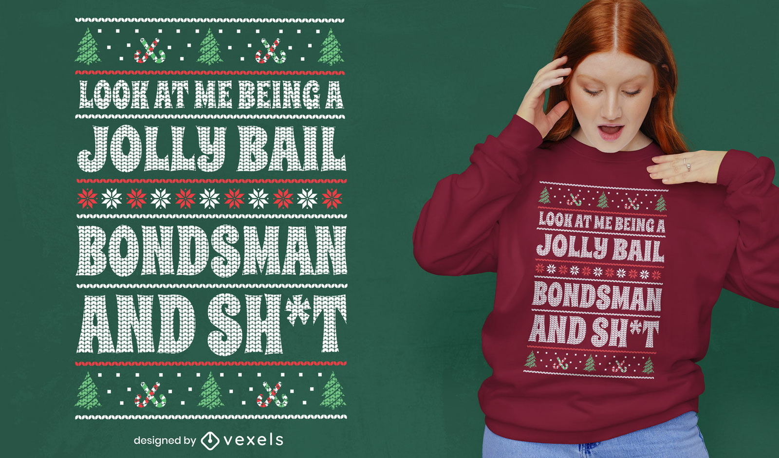 Lustiges Weihnachtshässliches Pullover-T-Shirt-Design