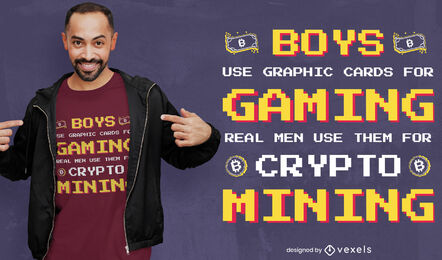 Diseño de camiseta de criptominería para juegos.