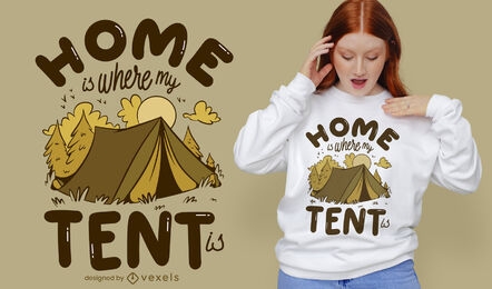 Diseño de camiseta de camping de cita en casa.
