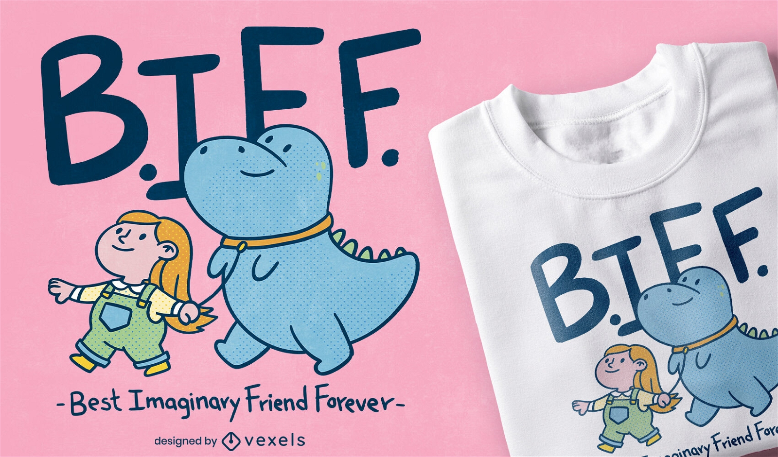 Dinosaur and child friends t-shirt design