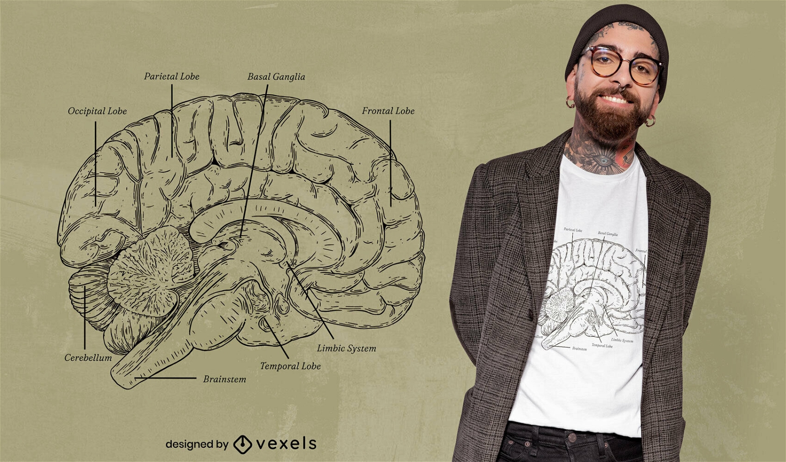 Design incr?vel de t-shirt com anatomia cerebral